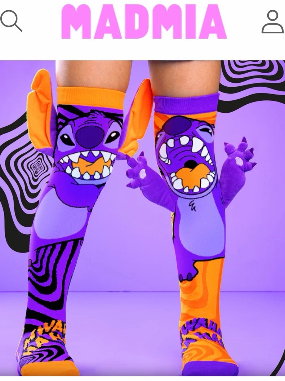 MADMIA Stitch Purple & Orange Character Knee-High Socks